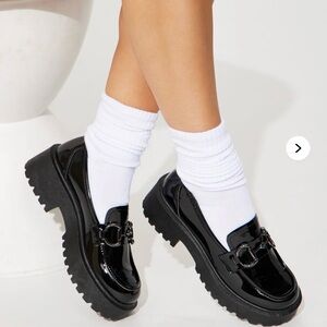 Fashion Nova Black Patent Leather Loafers